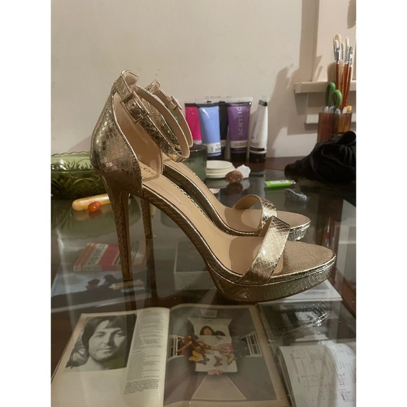 Metallic Gold Aldo Stiletto Heels with Strap - Picture 1 of 4